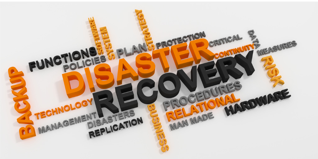 Disaster Recovery As A Service - words with cloud over white background